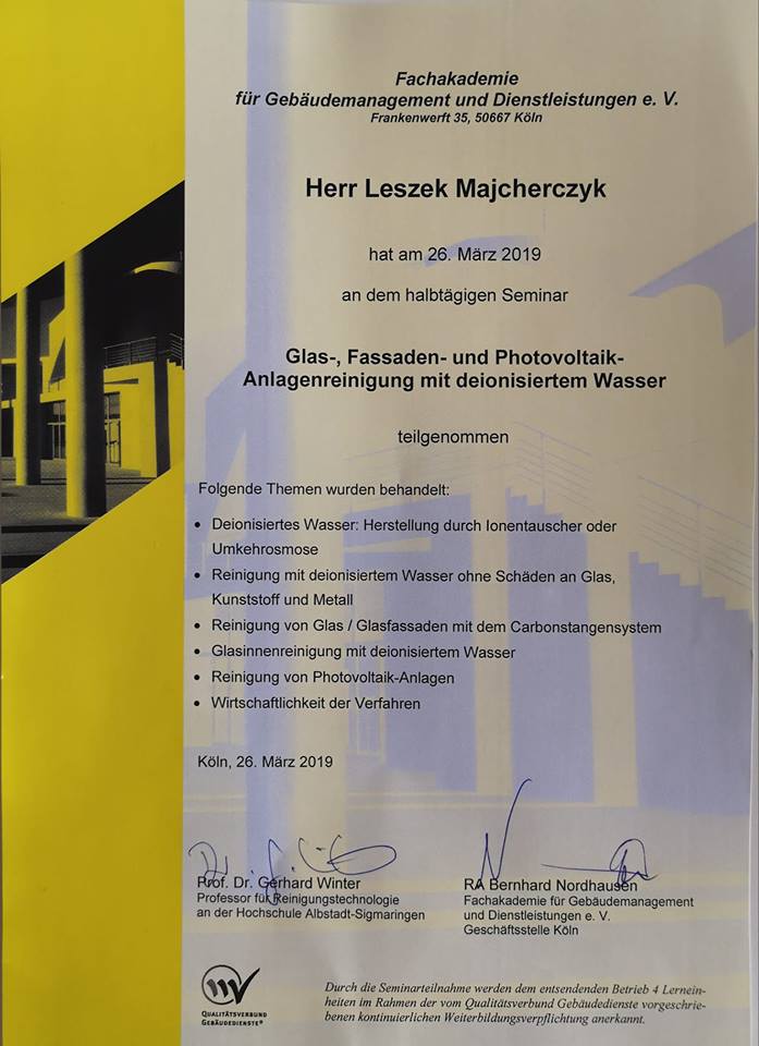 Zertifikat für Leszek Majcherczyk